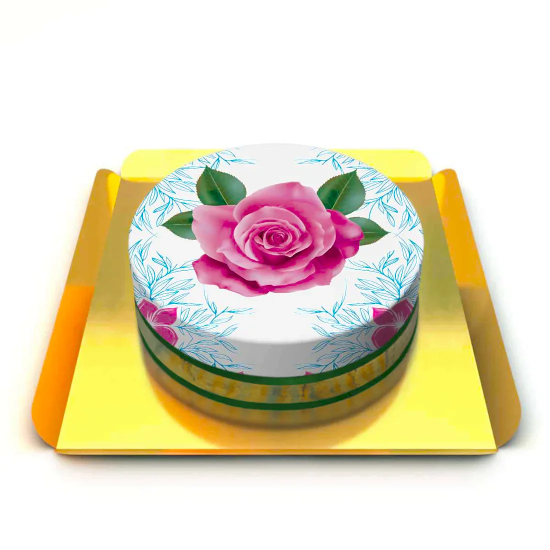 Pembe gül desenli pasta