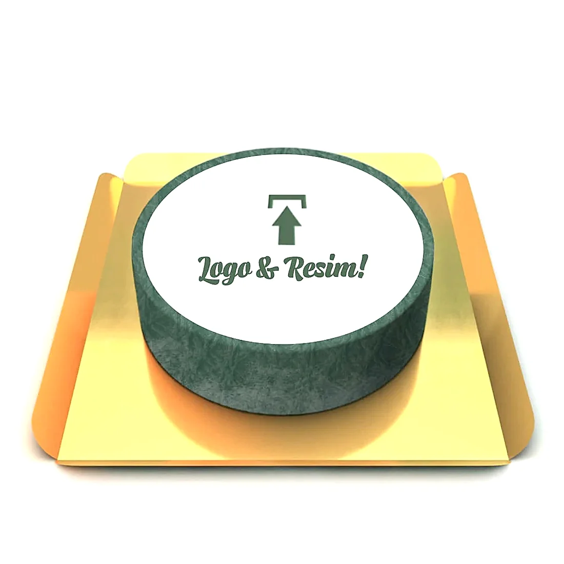 Koyu Yeşil Resimli Kurumsal Pasta