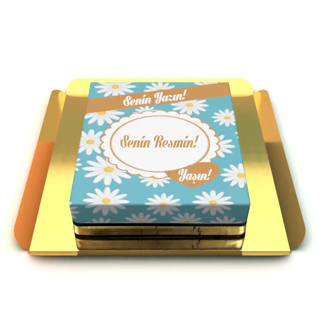 Papatyalı resimli pasta