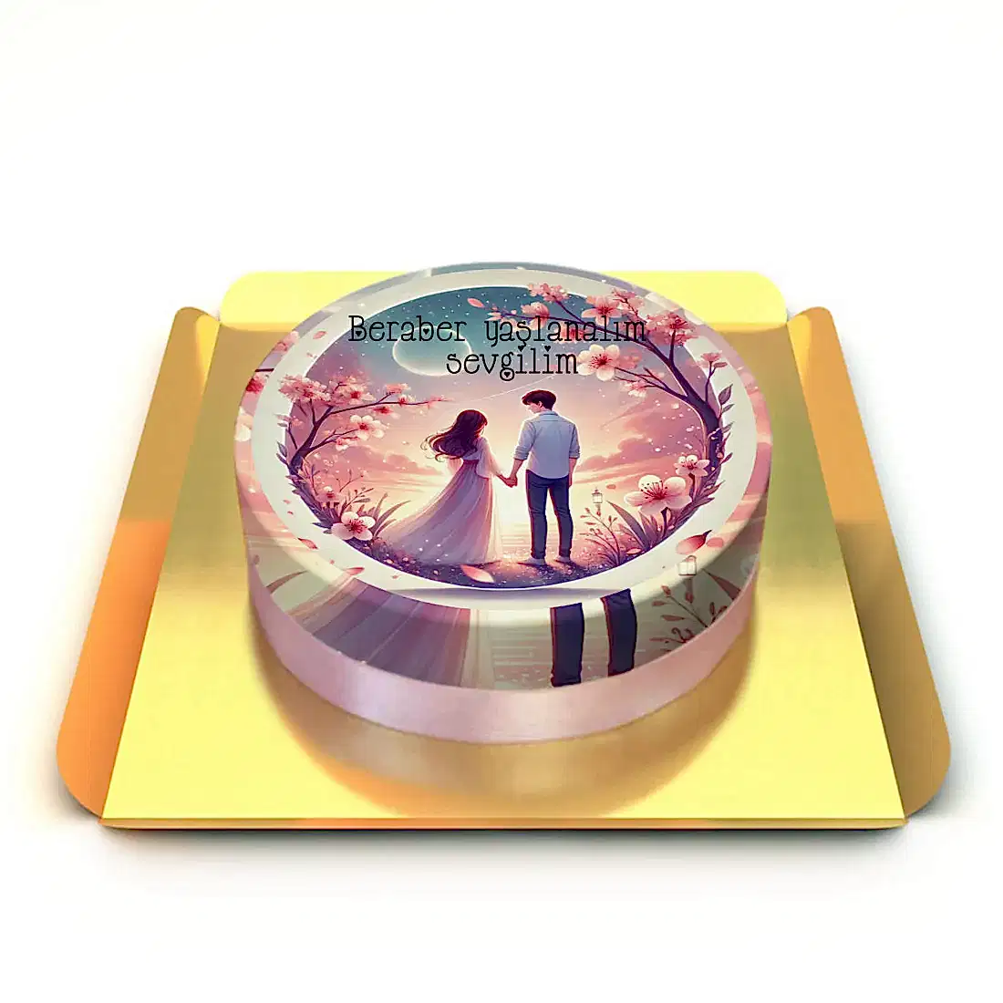 Romantik Temalı Çift Pastası