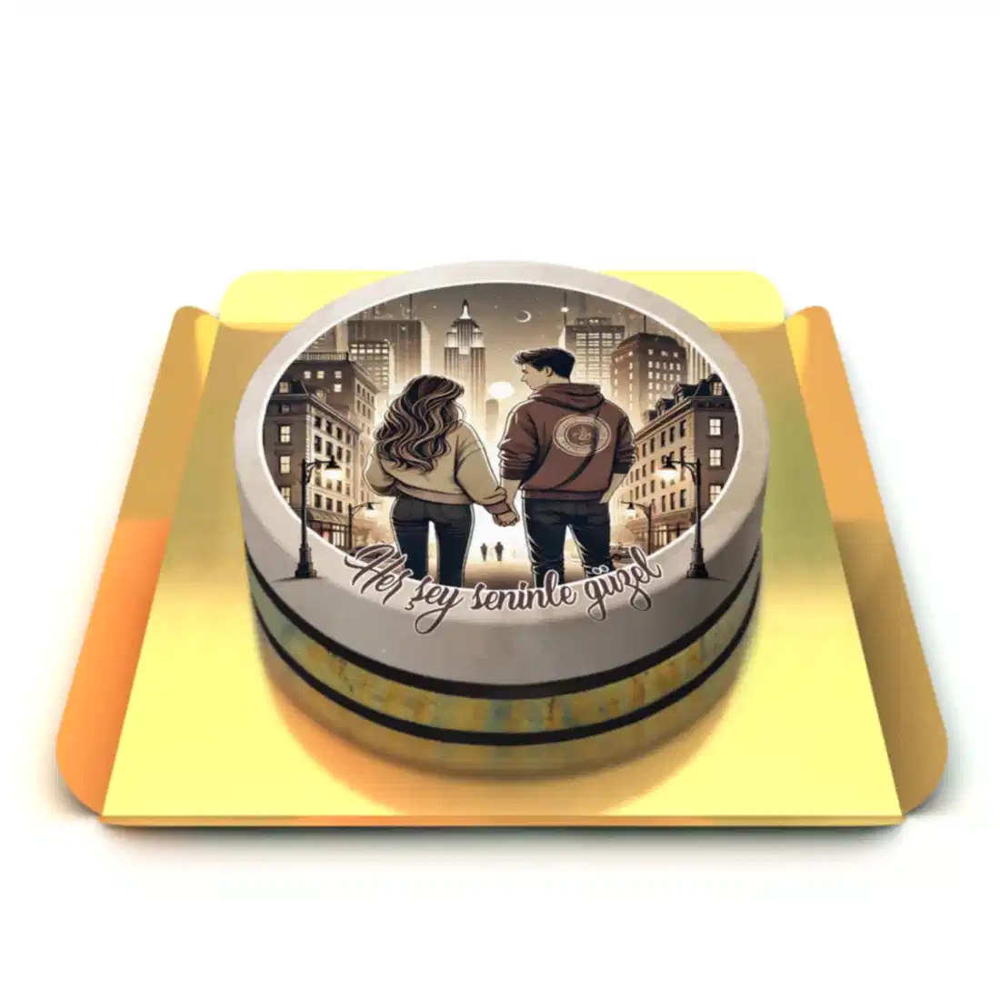 Sevgiliye Şehir Temalı Pasta