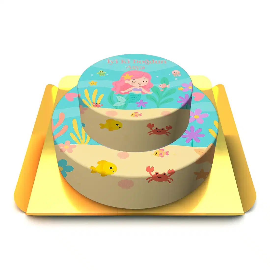 Küçük Deniz Kızı Temalı Katlı Pasta