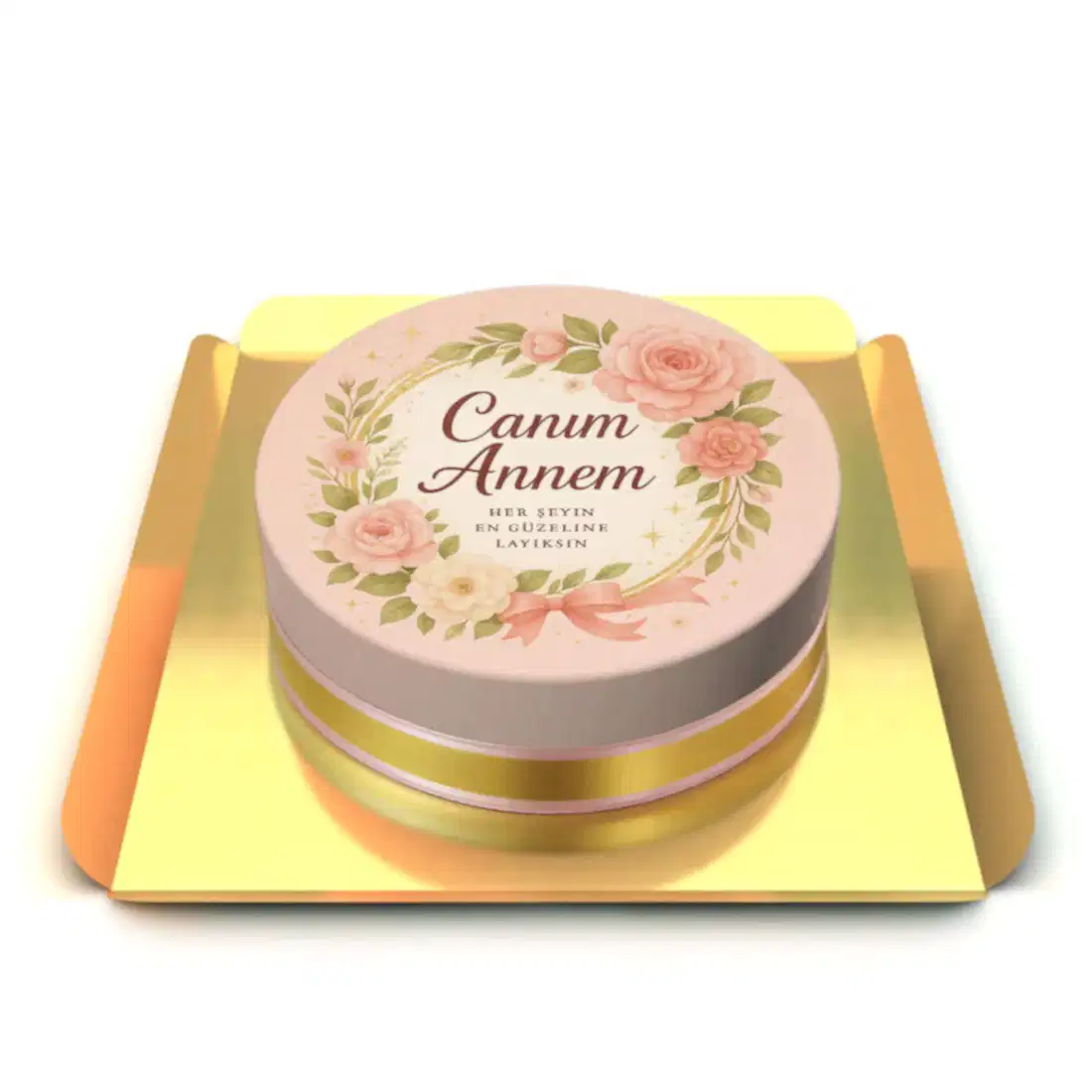 Işıltılı Gül Desenli Pasta