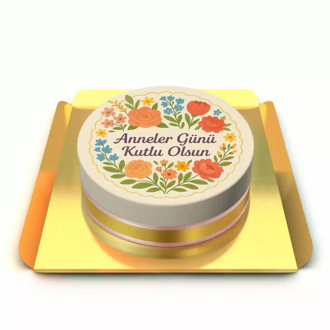 Renkli Çiçekli Pasta