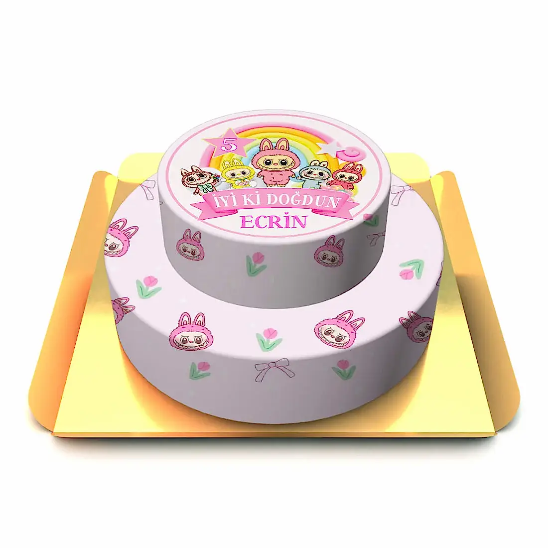 Labubu konseptli iki katlı pasta