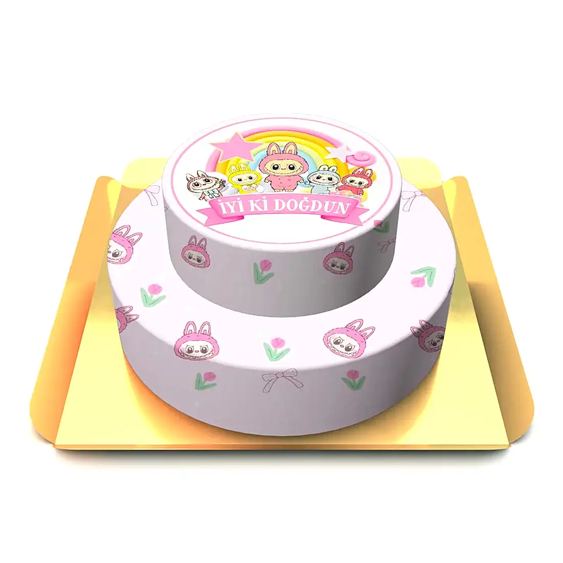 Labubu konseptli iki katlı pasta