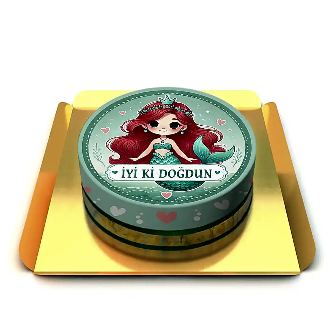 Deniz kızı resimli pasta