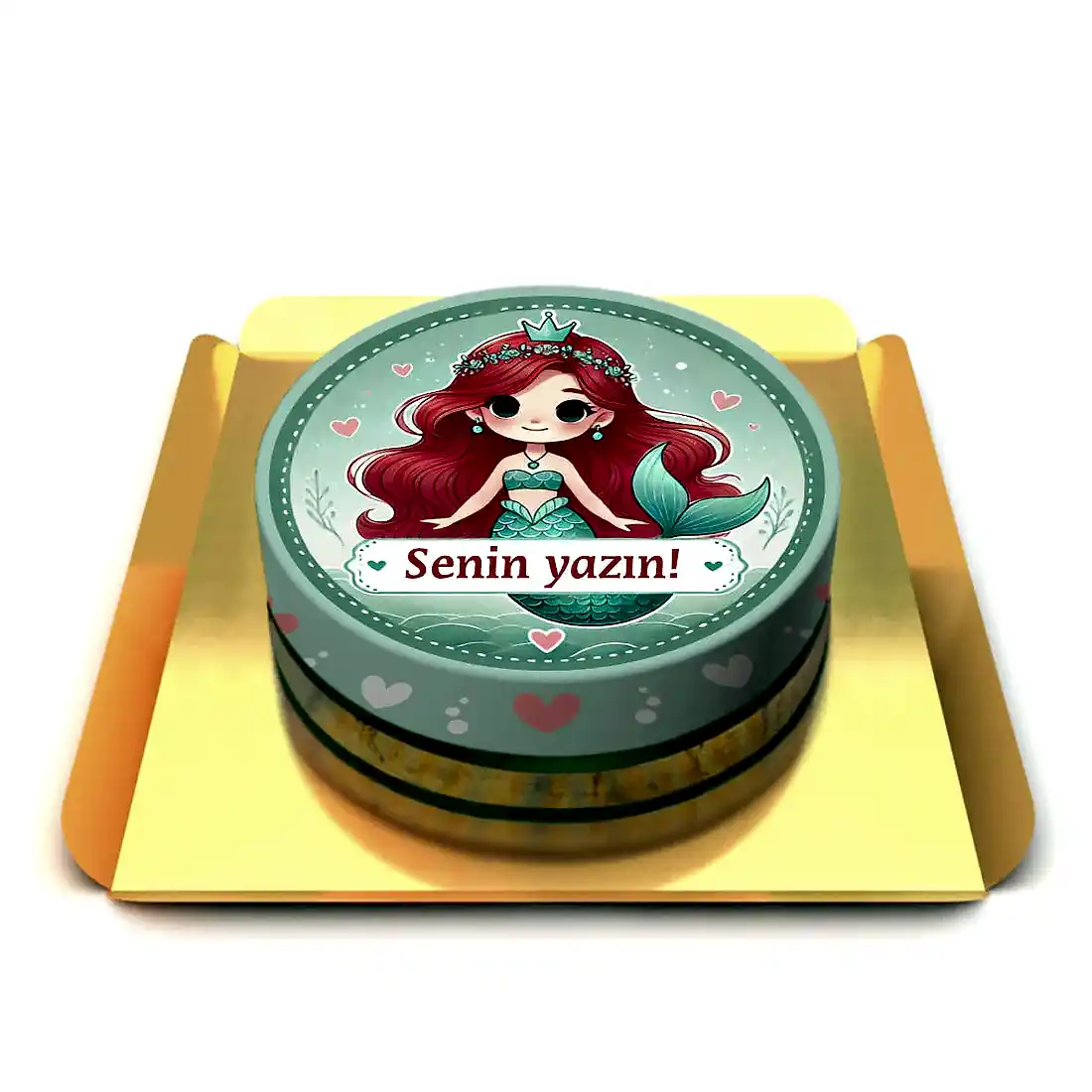 Deniz kızı resimli pasta