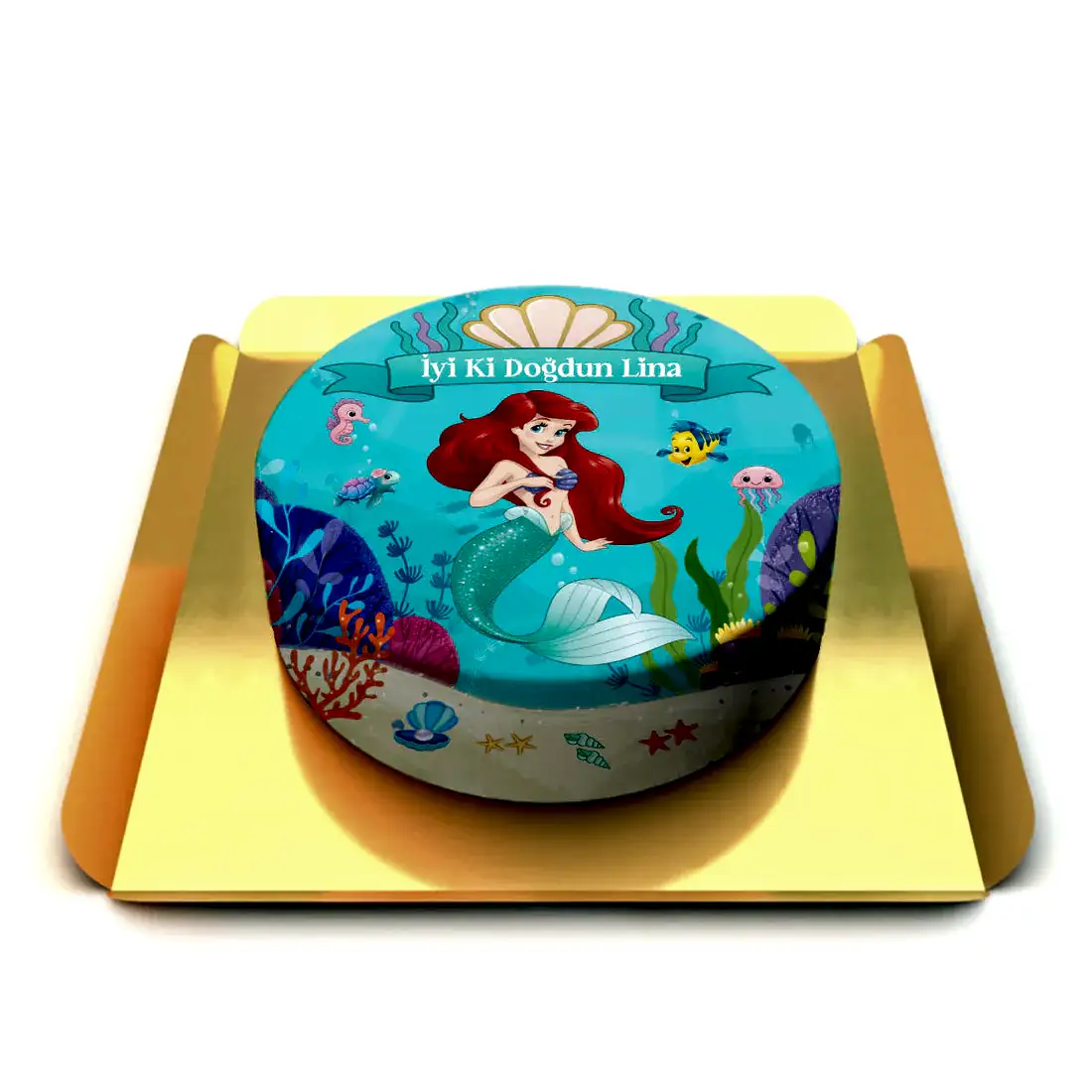 Ariel Deniz Kızı Temalı Pasta