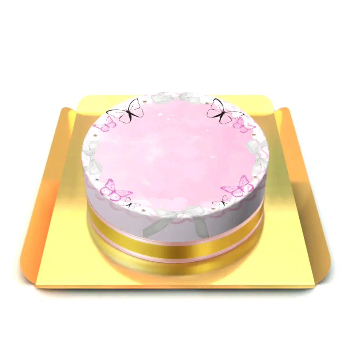 Kurdele ve Kelebek Süslü Pasta