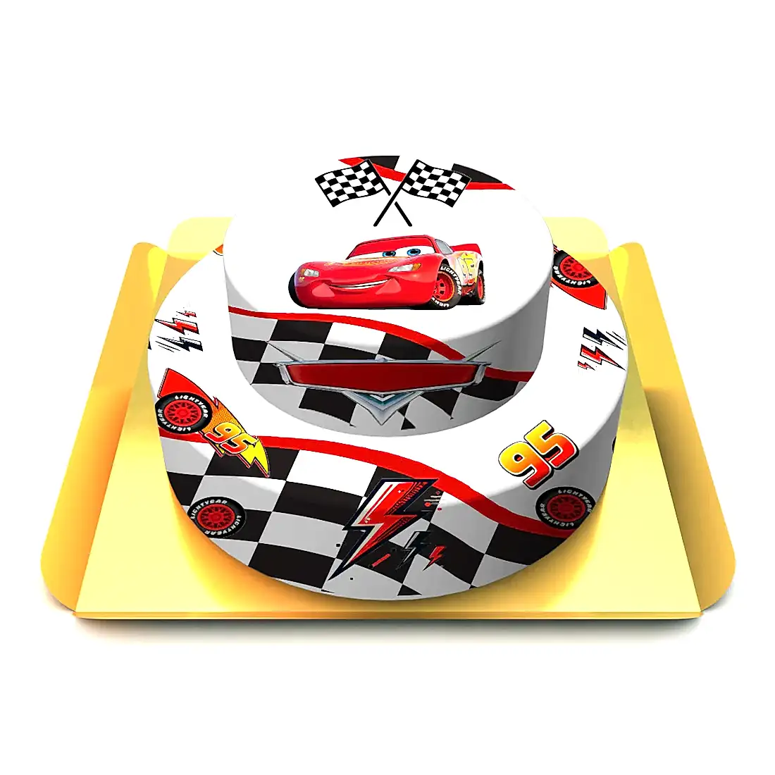İki Katlı Şimşek Mcqueen Resimli Pasta