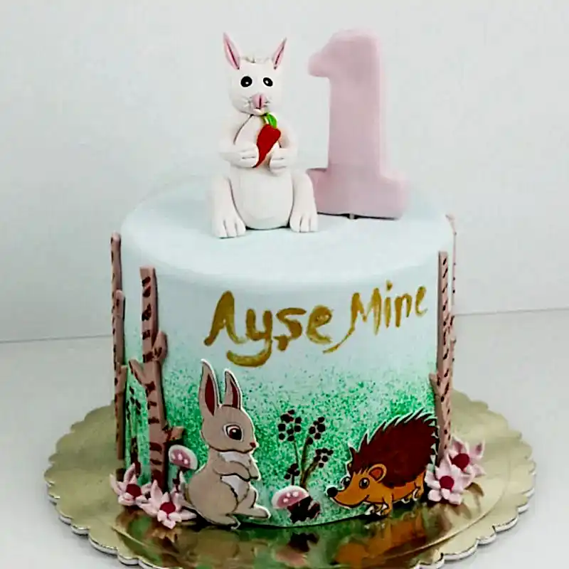 Sevimli Tavşan Bir Yaşında Pasta