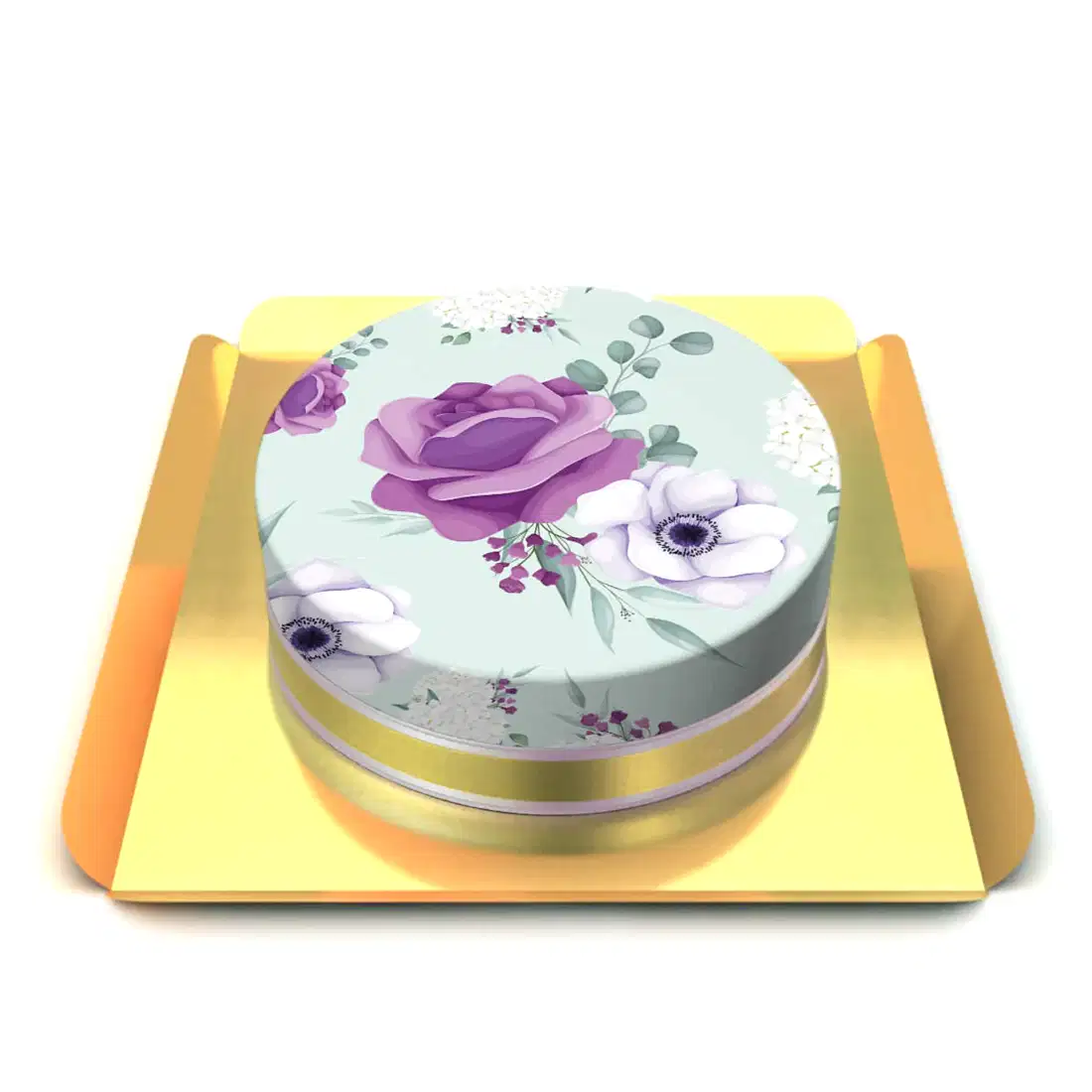 Çiçek Desenli Yazılı Pasta