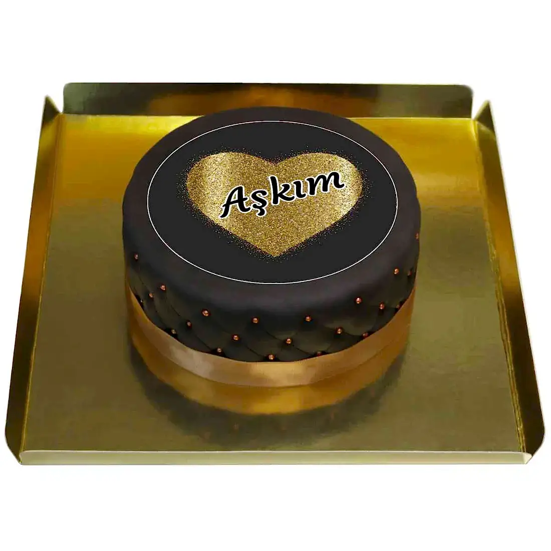 Siyah Deluxe Kalp Temalı Pasta