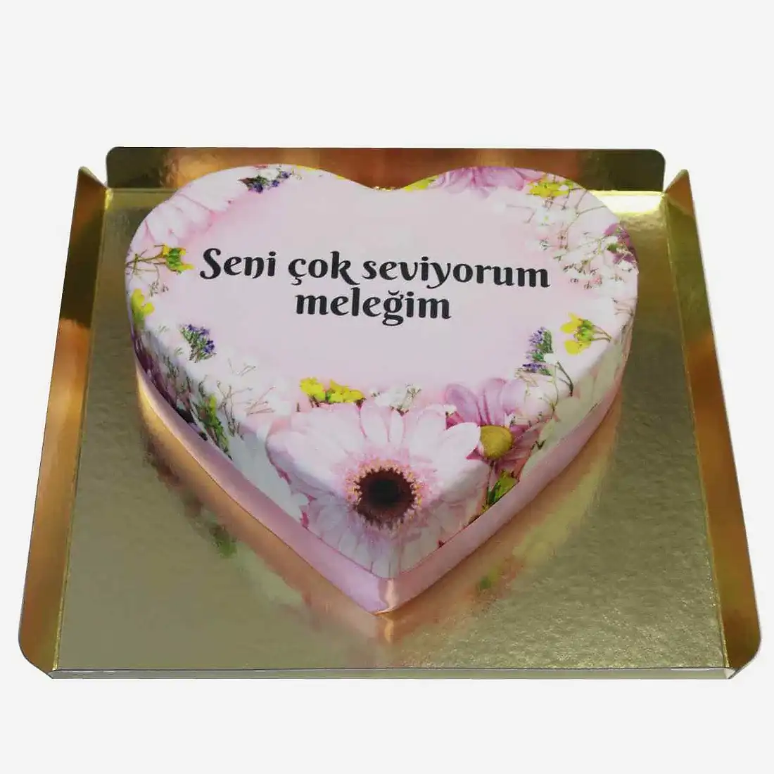 Bahar Çiçekleri Kalp Pasta