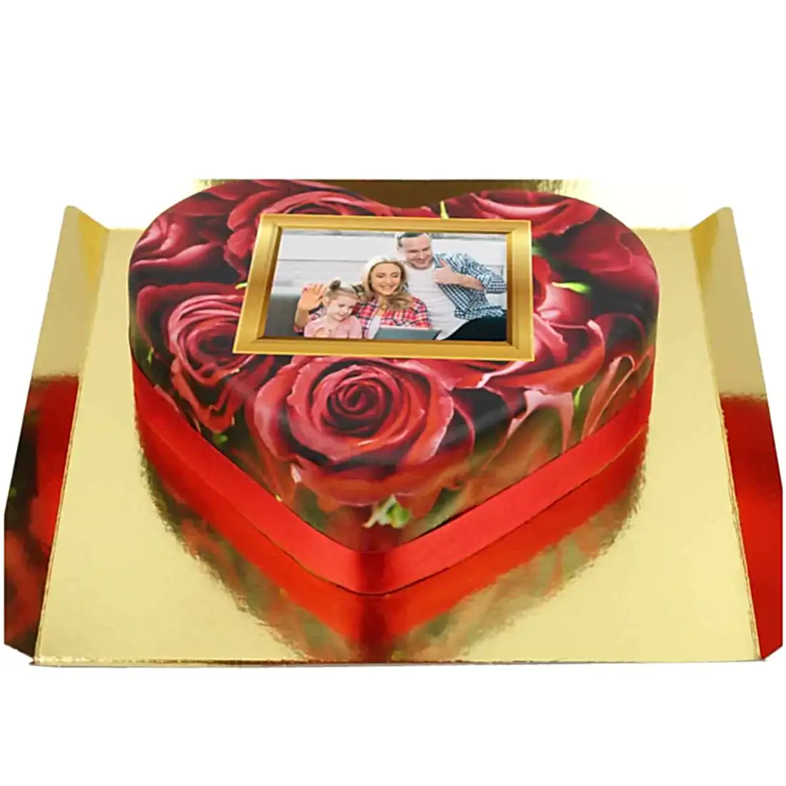 Senin Resmin Kırmızı Güller Kalp Pasta