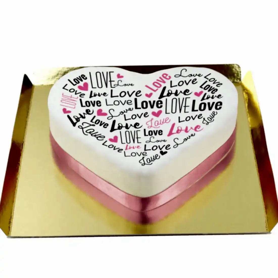 Love Yazılı Kalpli Pasta