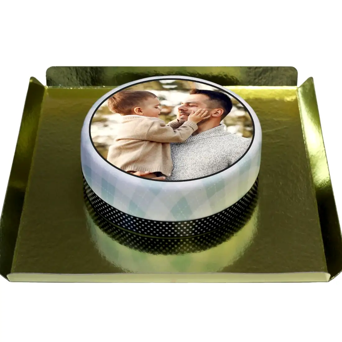 Kişiye Özel Ekose Desenli Resimli Pasta