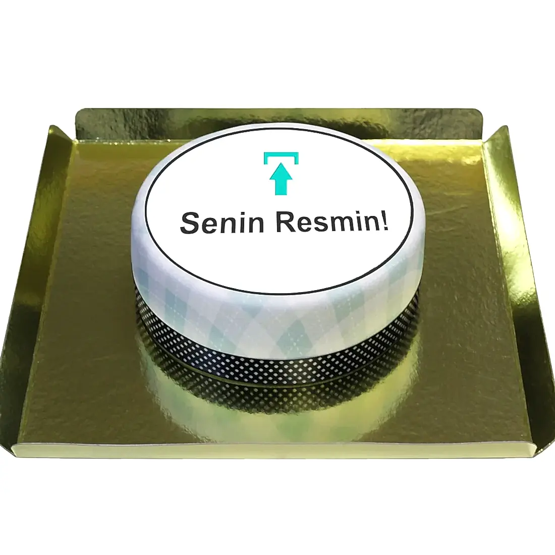 Kişiye Özel Ekose Desenli Resimli Pasta