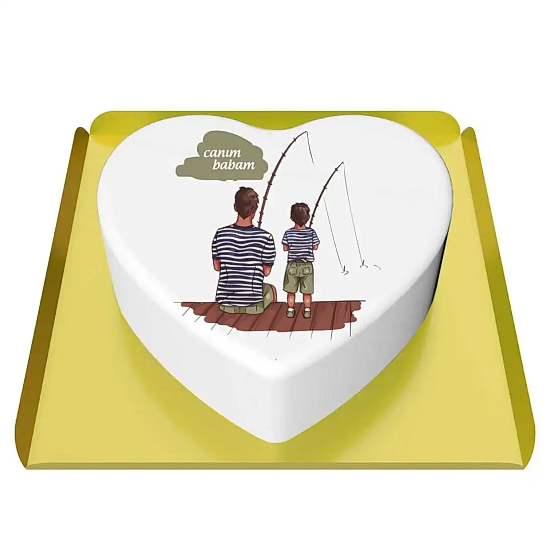 Canım Babama Kalpli Pasta