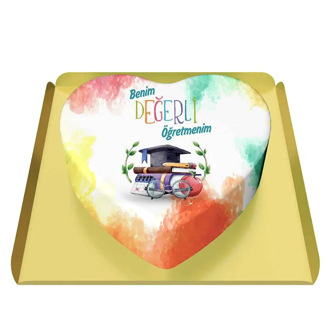 Öğretmenime Kalpli Hediye Pasta
