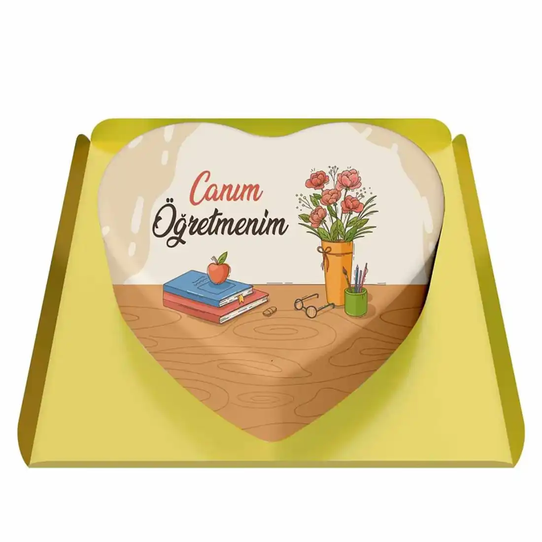 Canım Öğretmenime Hediye Kalp Pasta