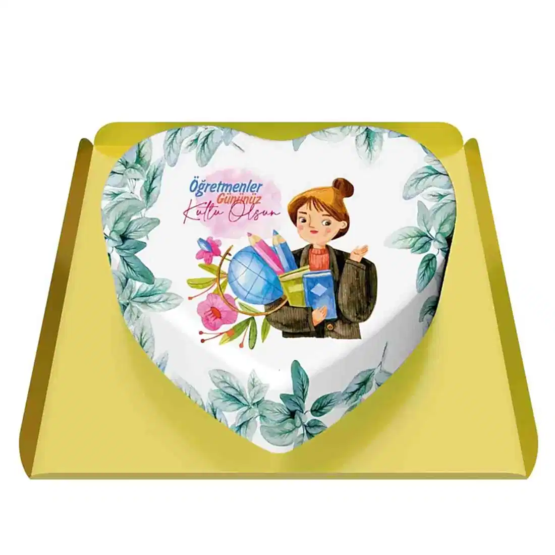Öğretmene Hediye Kalpli Pasta