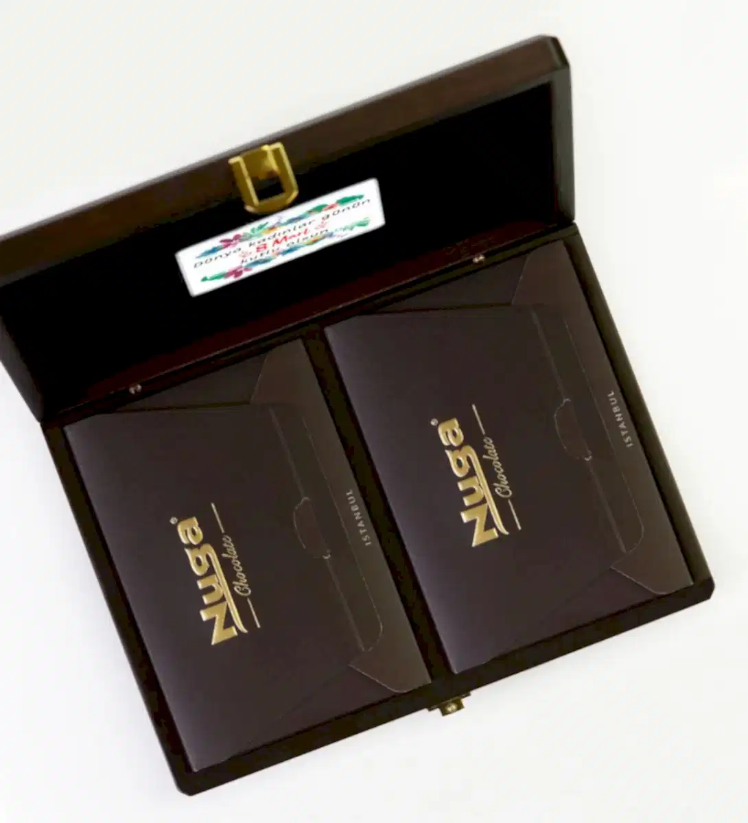 Özelleştirilebilen Kişiye Özel Ahşap Kutu İkili Çikolata