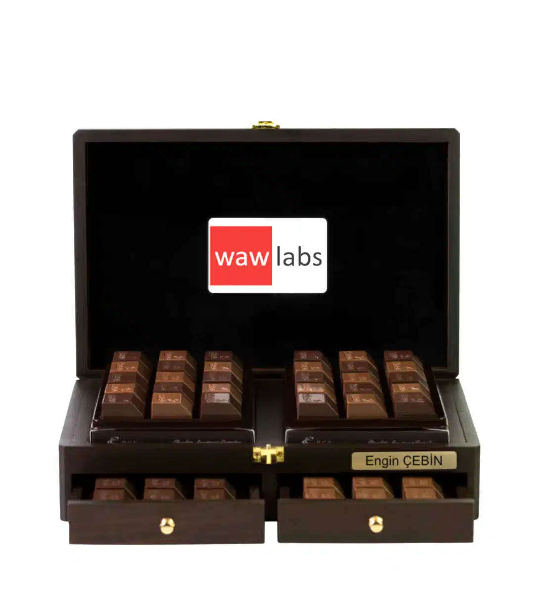 Kişiye Özel Exclusive Ahşap Çikolata Kutusu (Çekmeceli Koyu)