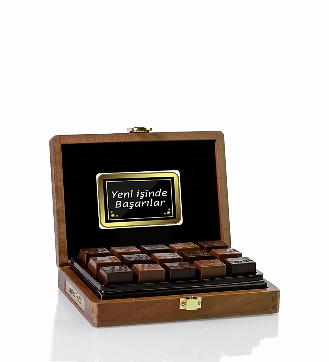 Yeni İş Kişiye Özel Naturel Ahşap Kutu Çikolata