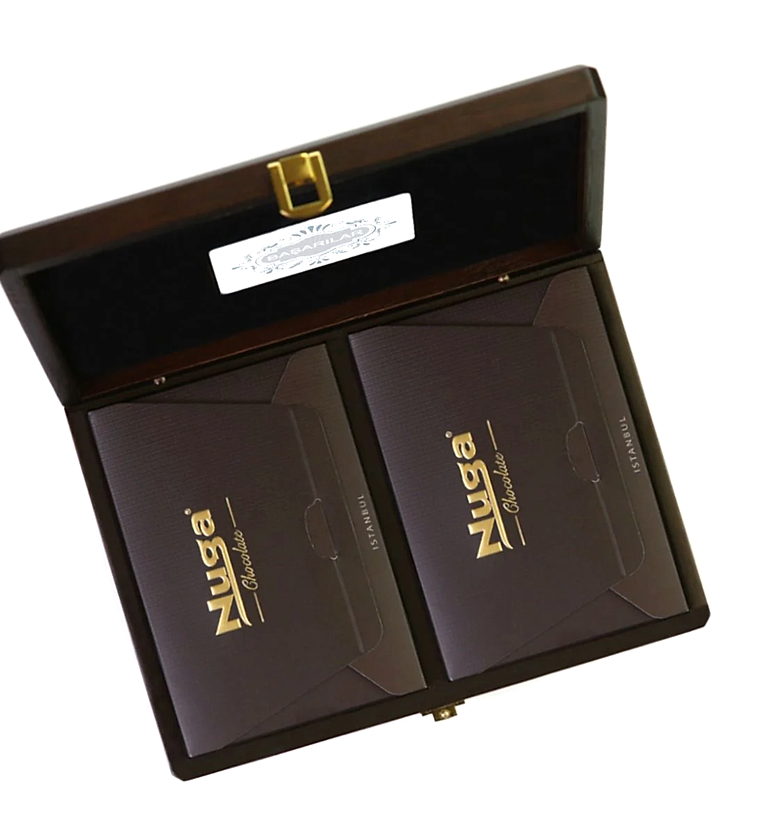 Yeni İş & Terfi Kişiye Özel Ahşap Çikolata Kutusu (İkili Koyu)