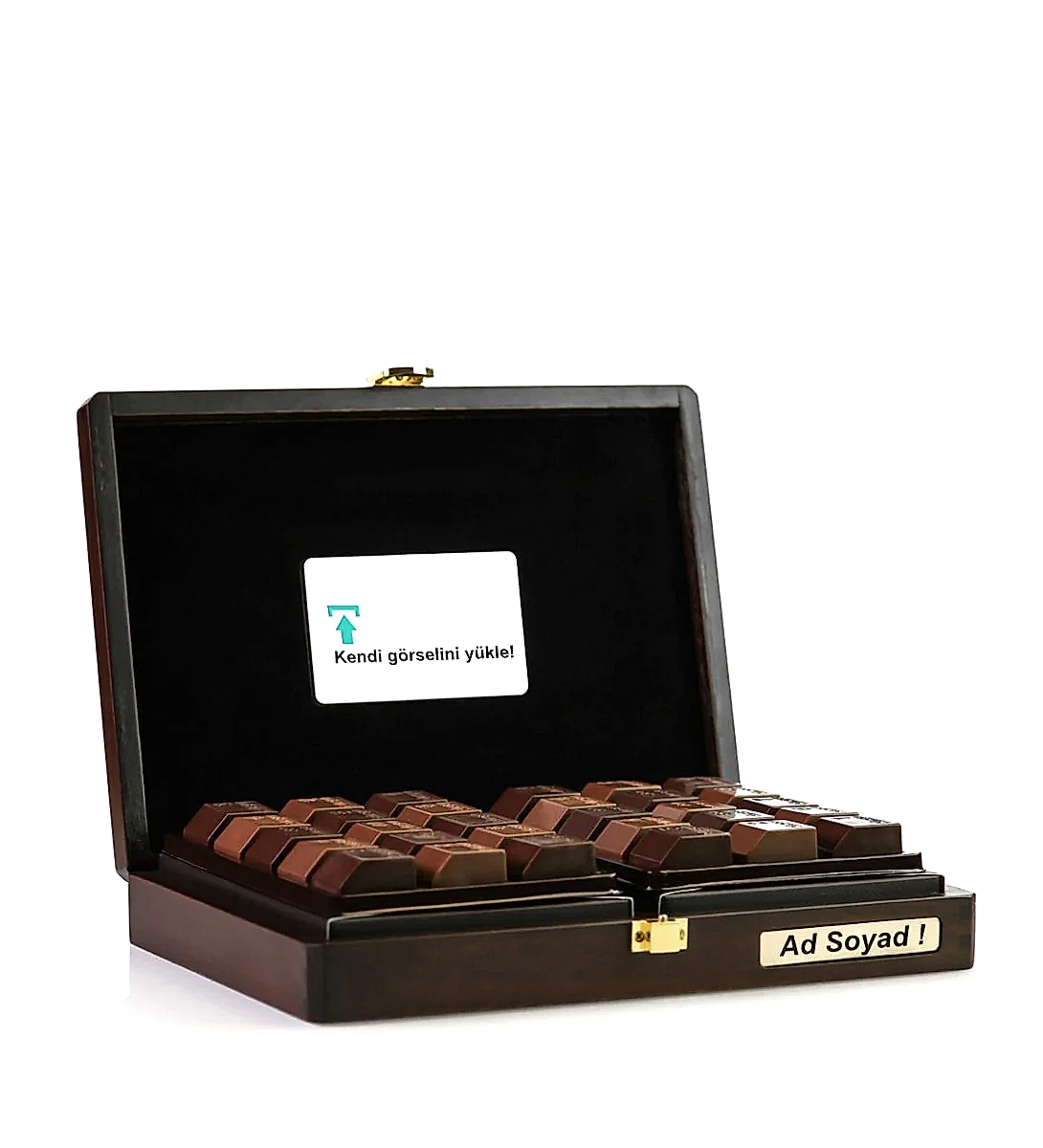 Kurumsal Hediye Koyu Ahşap Kutu Special Çikolata
